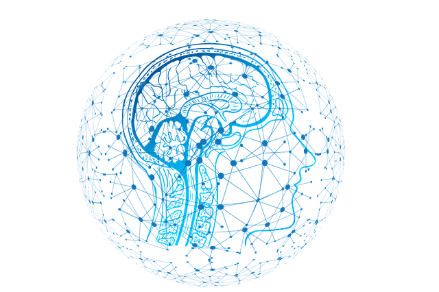 illustration tête dans des teintes de bleu