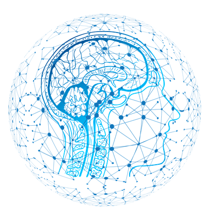 illustration tête dans des teintes de bleu